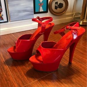 Red Pleaser Platform Heels